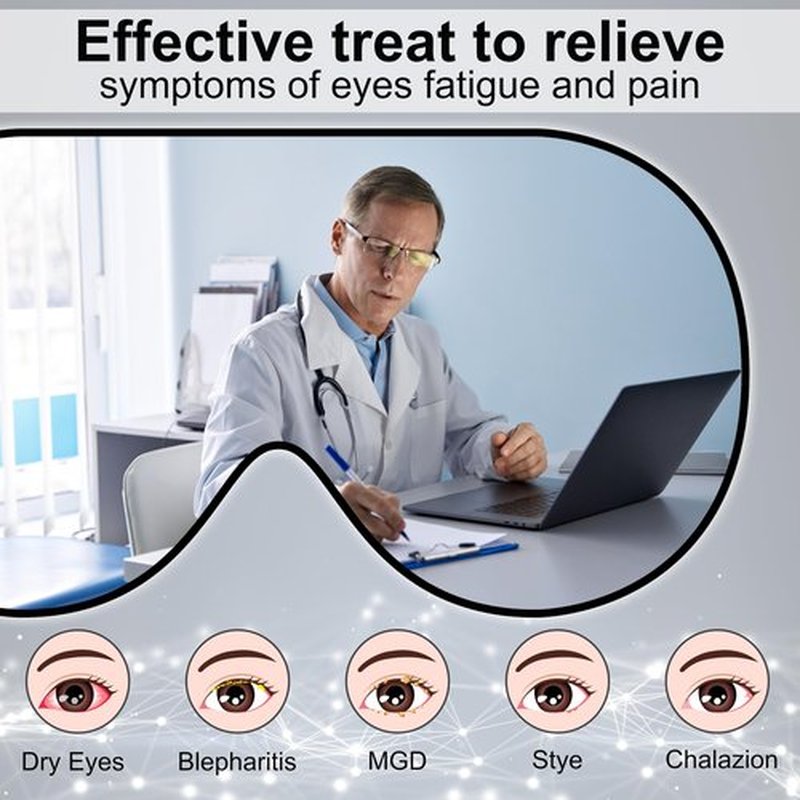 Cordless Heated Eye Mask for Dry Eyes: ingeware Eyes Heating Pad with Temperature Timer Control Warm Eyes Compress (Dark Grey)