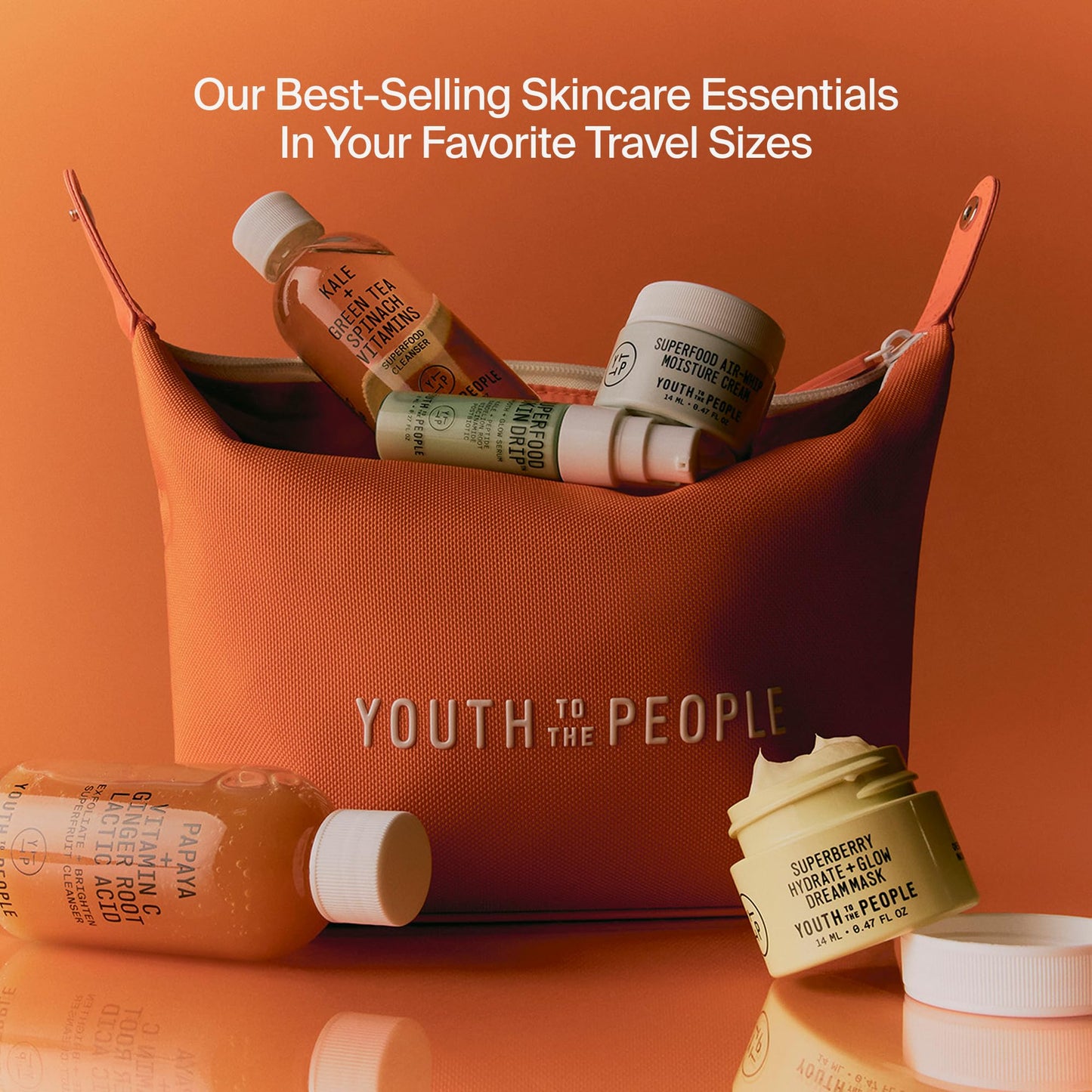 Youth To The People Youth Capsule Collection - Travel Skincare Giftset for On-the-Go - Healthy Glowy Skin Essentials - 5-Piece Set Includes Best Selling Superfood Face Cleanser + Travel Pouch