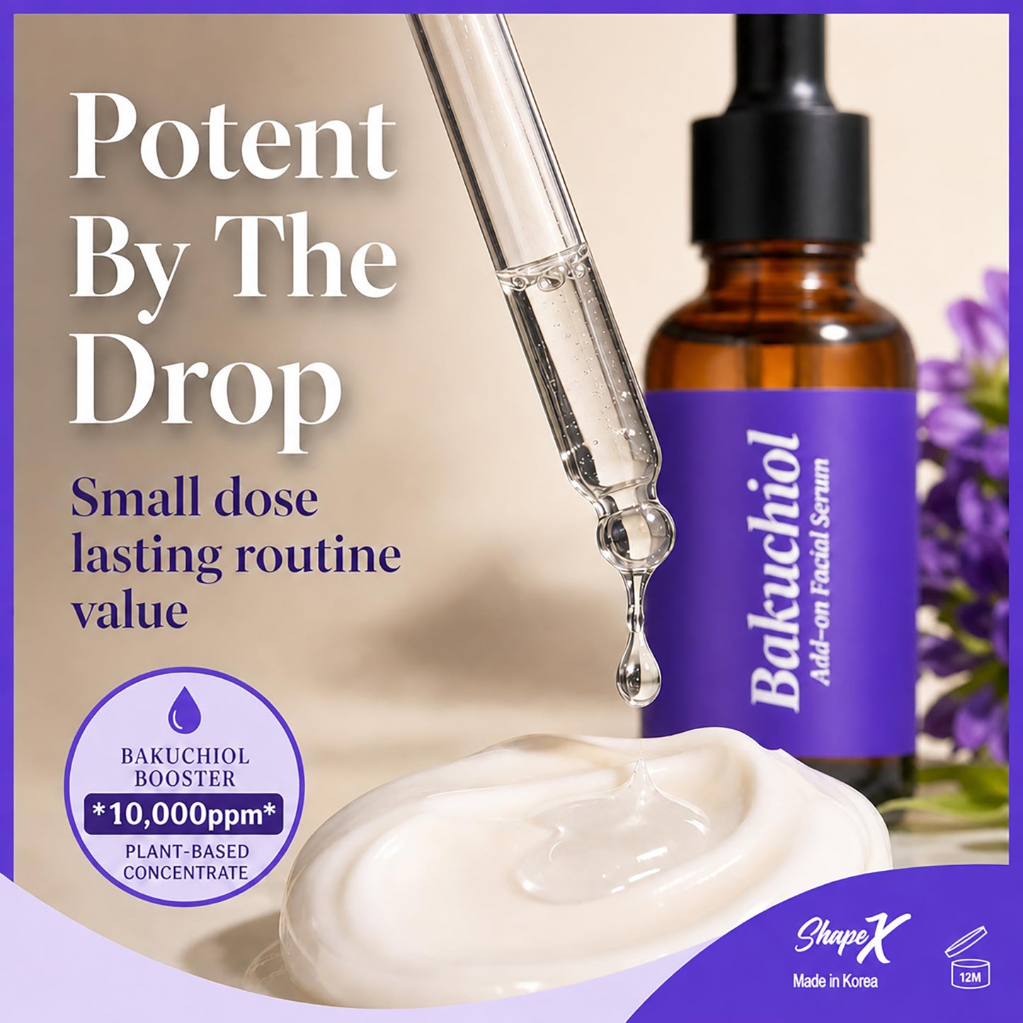 Korean Bakuchiol Oil Serum for Face - High-Potency Mix-in Concentrate - Bakuchiol Plumping Serum - Gentle Retinol Alternative for Wrinkle Care - Hydrating & Firming Anti-Aging Skincare 30ml