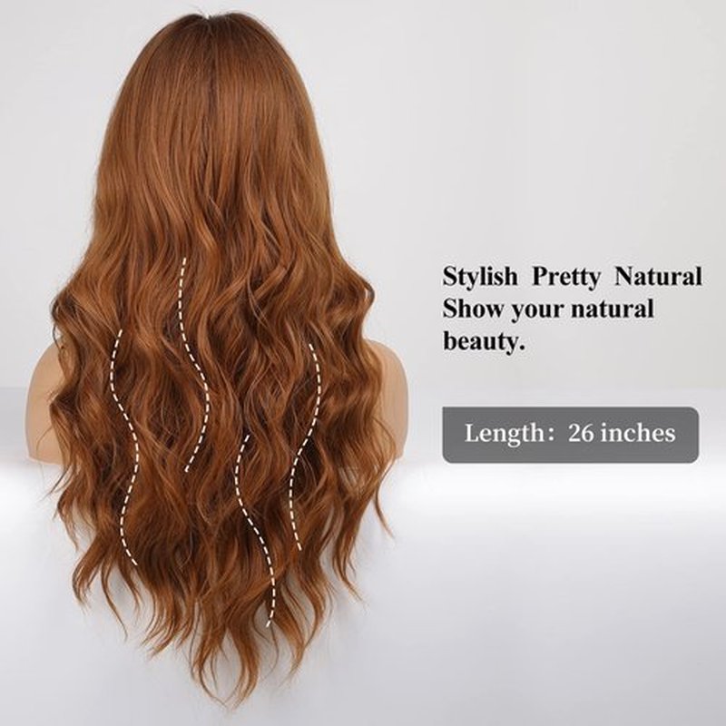 HAIRCUBE Ombre Auburn Wig with Bangs Long Curly Wig with Bangs orange wig Natural Appearance Heat-Resistant Synthetic Wig Suitable for Fashionable Women