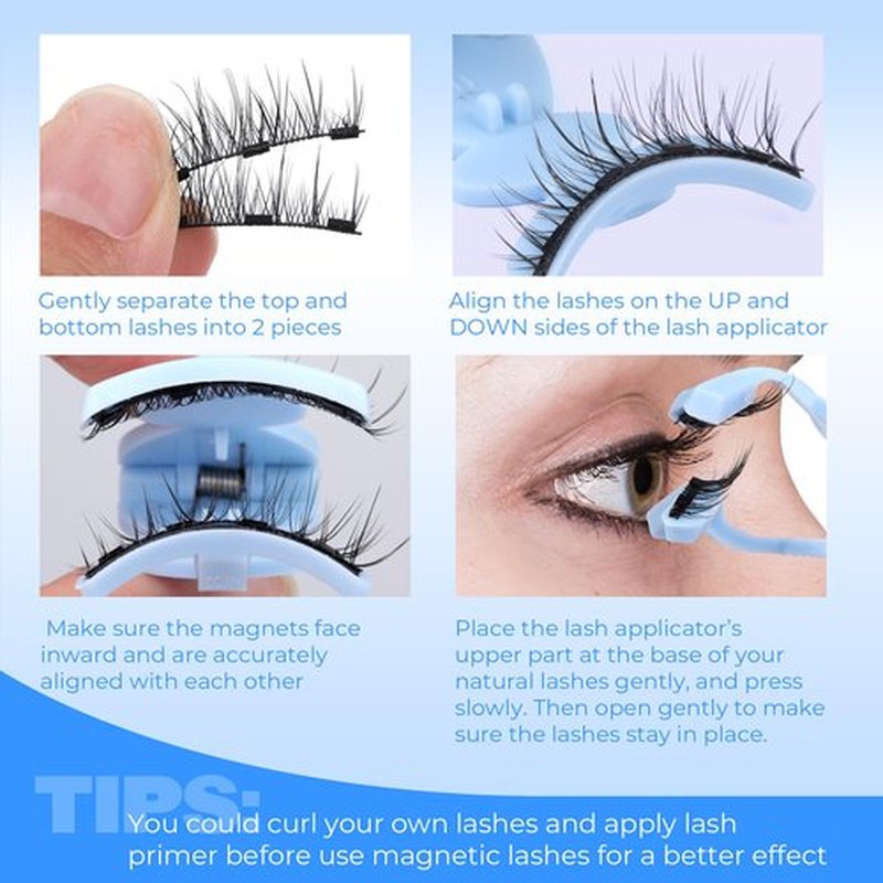 JIMIRE Magnetic Eyelashes with Applicator Upgraded Magnetic Eyelshes Natural Look Wispy Magnetic Lashes Reusable Lightweight Magnetic Lashes with Applicator No Glue No Eyeliner Needed 1 Pair Pack