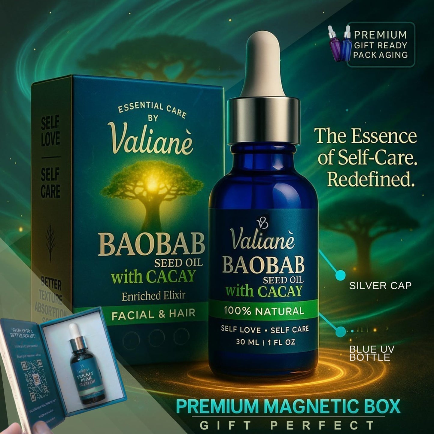 VALIANÈ Gua Sha Oil Premium Hydrating Facial Serum with Baobab + Cacay - Face Moisturizer and Massage Glide for Hair, Beard, Scalp, Body and Nails - Fast Absorbing Natural Blend, 1 fl oz