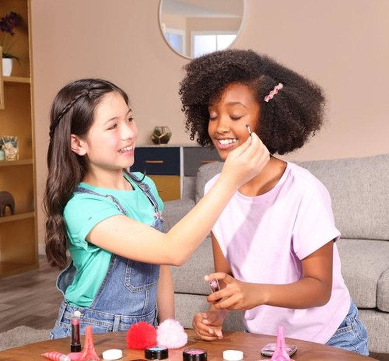 Miraculous Ladybug Kids Makeup Set - 10 Piece Bag with Nail Polish, Hair Chalk, Stickers & More, Curated Gift Sets - Safe, Non-Toxic Pretend Play Cosmetics Ladybug Themed Makeup Kit