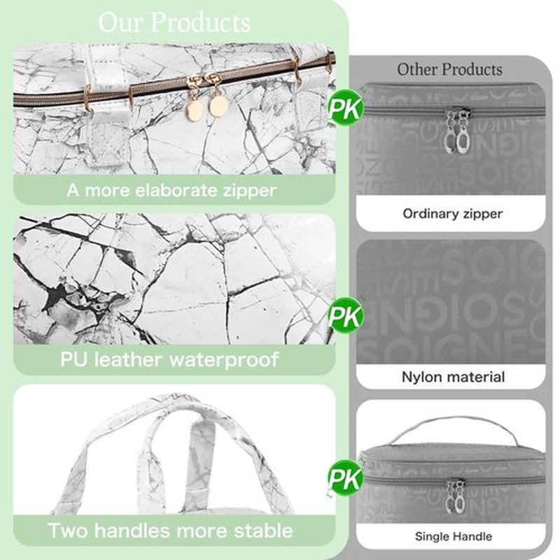 FCQQYWZ Nail Polish Organizer Hold 40+ Bottles Nail Polish & Nail Lamp, Nail Polish Storage Case Double-Layer Nail Polish Bag Nail Polish Holder with Sturdy Handle (WHITE)