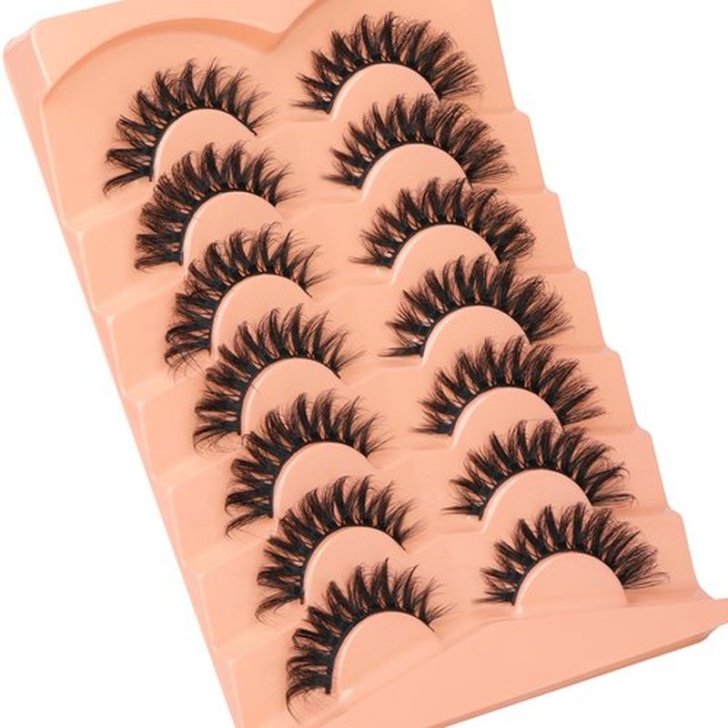 Fluffy Mink Lashes Cat Eye Wispy False Eyelashes Dramatic Thick Volume Fake Eyelashes Full Strip Faux Mink Eyelashes 7 Pairs Long 18MM Eye Lashes by ALICROWN