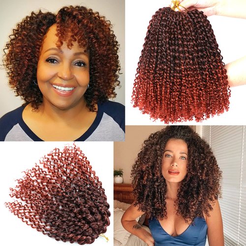 8 Inch Short Passion Twist Hair 6 Bundles Marlybob Crochet Hair Kinky Curly Crochet Hair for Black Women (6Bundles8 Inch, 1B/350#)