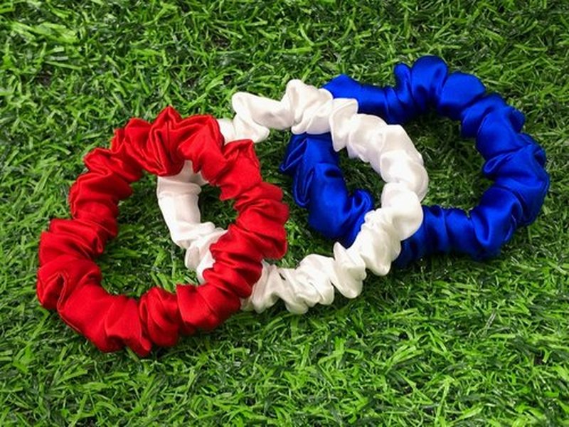 Celestial Silk Mulberry Silk Scrunchies for Hair (Small, Red, White, Blue)