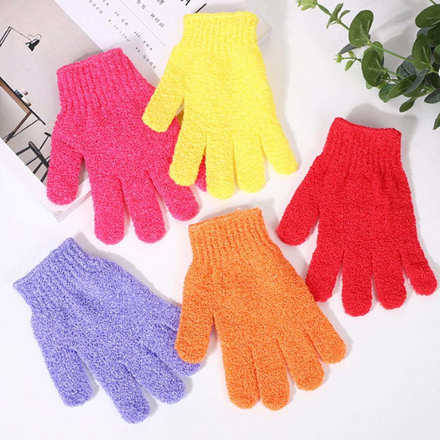 Shower Gloves,Double Sided Exfoliating Bath Gloves,Shower Body Scrub Gloves for Women & Men Deep Clean Skin Spa Massage Beauty Skin Shower Scrubber Bathing Accessories,#P207 (2pairs Color 06)