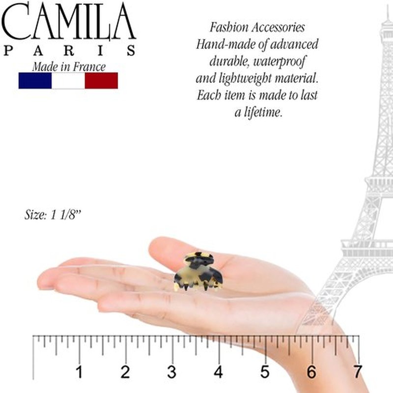 Camila Paris CP3066 French Hair Clip for Women, Handmade, Ivory Tokyo, Small, Girls Hair Claw Clips Jaw, Durable Styling Hair Accessories for Women, Strong Hold Grip, Made in France
