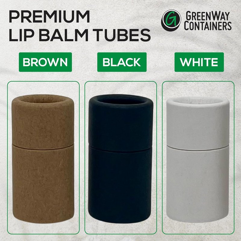 Kraft Paperboard Lip Balm Tubes - 0.2oz Refillable DIY Containers | 25 Pack, Short Style, Black