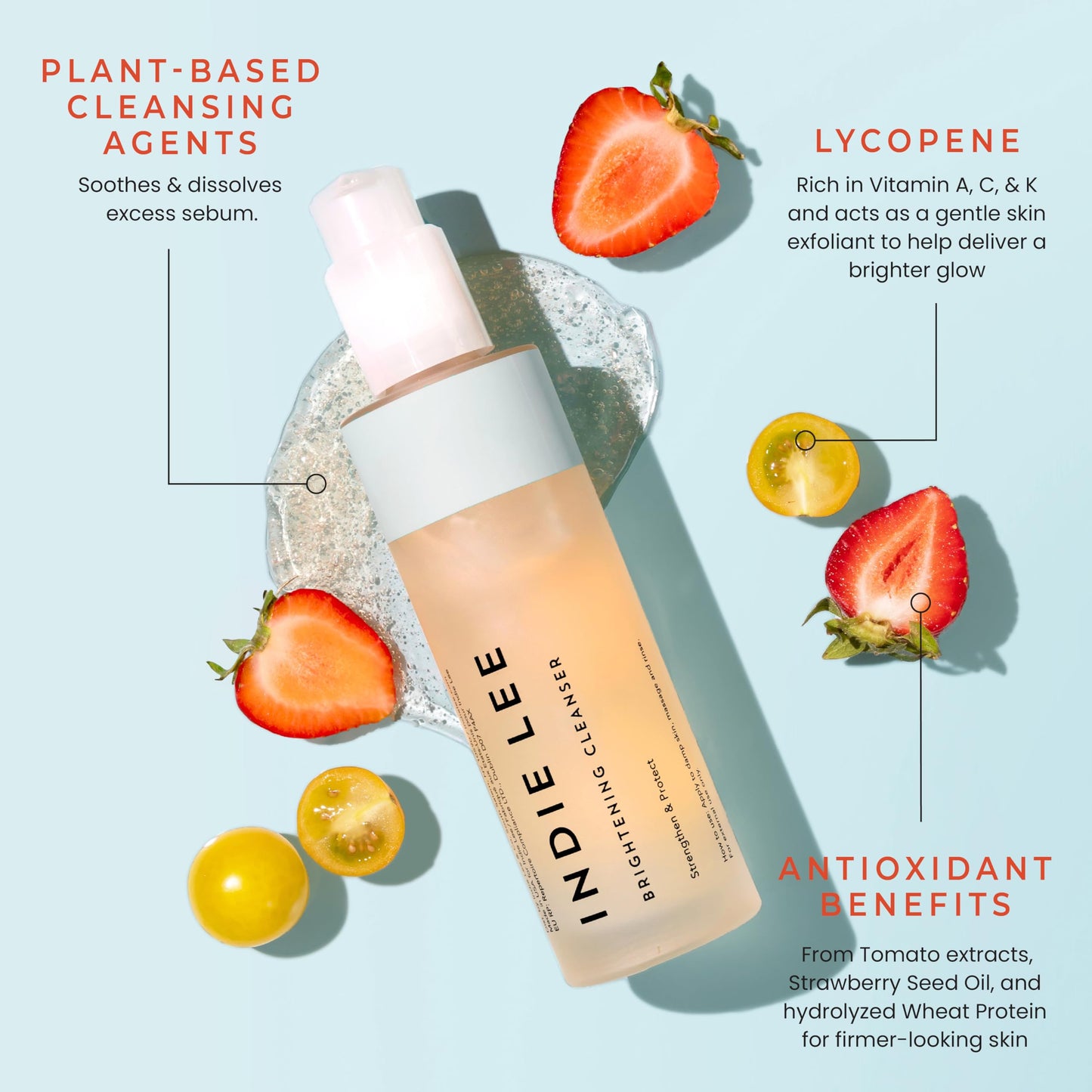 Indie Lee Brightening Facial Cleanser - Daily Hydrating Cleanser, Makeup Remover & Exfoliating Face Mask to Brighten, Firm & Protect Dry Skin - Clean, Gentle Face Wash (4.2oz)