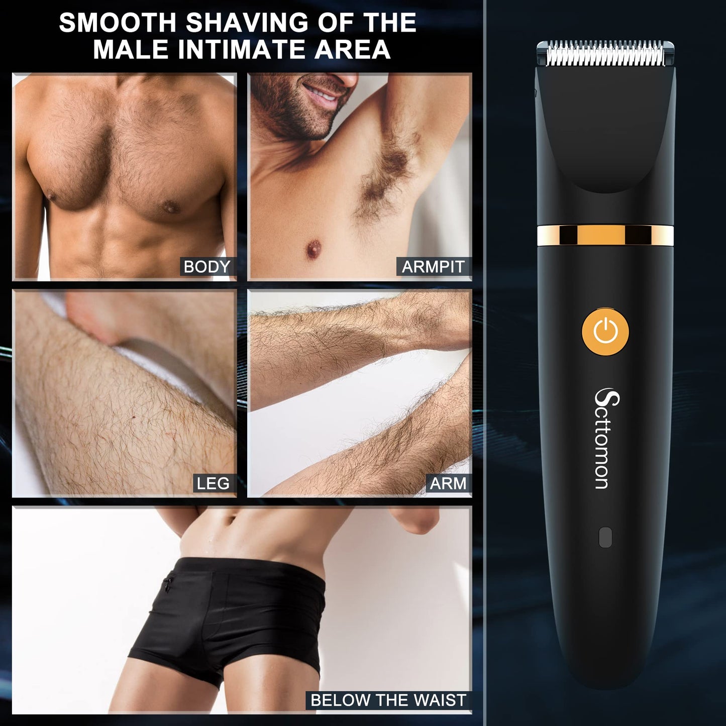 Scttomon Electric Groin Hair Trimmer Ball Trimmer for Men Body Shaver Trimmer Below-The-Waist Groomer Nose Hair Trimmer Waterproof Cordless 3 in 1