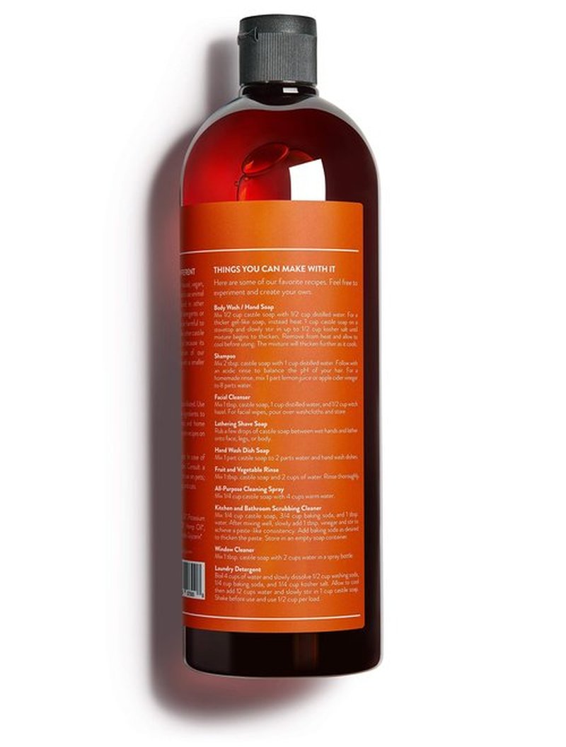 Cove Castile Soap Citrus - 1 Liter / 33.8 fl oz - Organic Argan, Jojoba, and Hemp Oils