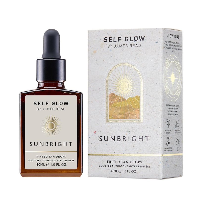 Self Glow by James Read - Sunbright Mix-In Tinted Tan Drops for Customizable Glow | Blend into Moisturizer, Serum, or Makeup | Instant, Buildable Glow | Silicone + Drying Alcohol-Free (30mL | 1 fl oz)