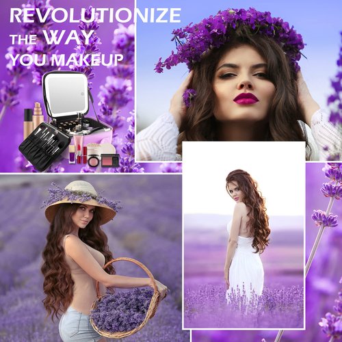 MOMIRA Makeup Bag with Mirror and Light Travel Makeup Train Case Cosmetic Bag Organizer Portable Artist Storage Bag with Adjustable Dividers Makeup Brushes Storage Organizer Purple