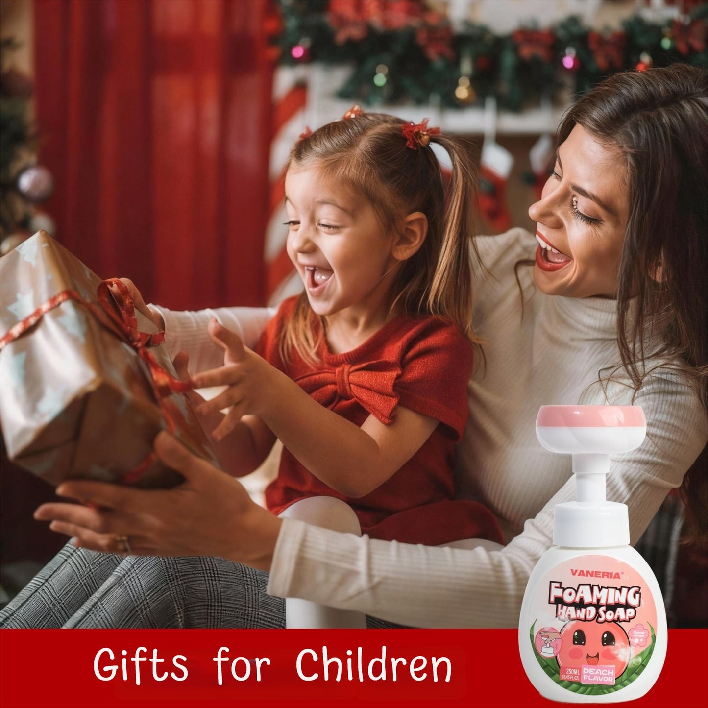 VANERIA Kids Foaming Hand Soap,Flower Stamp,Moisturizing and Gentle Hand Soap for Baby,Kids and Adults with Sensitive Skin 250ml/8.45 Fl Oz