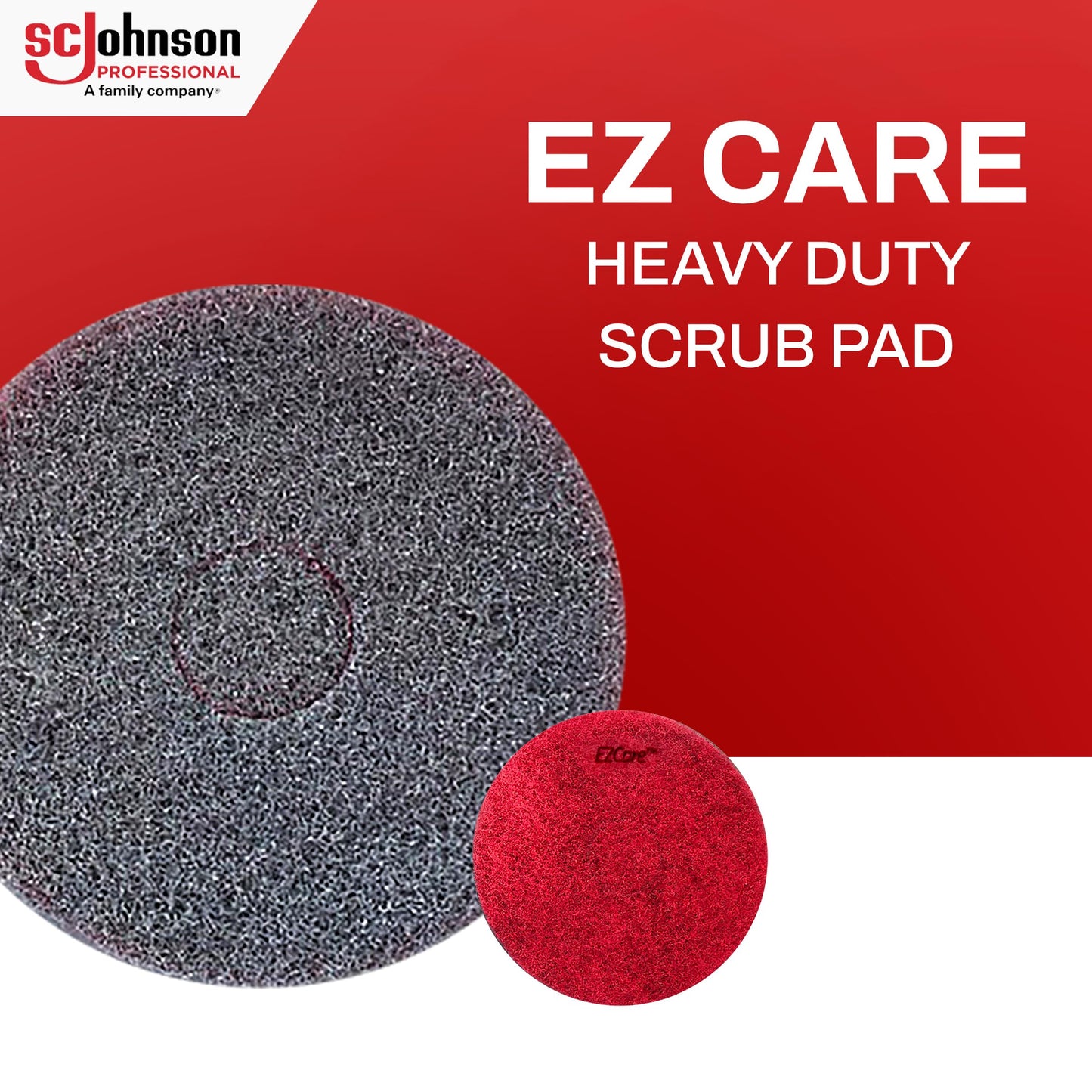 SC Johnson Professional EZ Care Heavy Duty Scrubbing Pad 17" Dia, case of 5