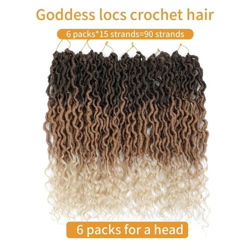 Goddess Locs Crochet Hair 4/27/613 Faux Locs 18 Inch 6 Packs Crochet Hair Pre Looped Crochet Locs for Black Women Soft Loc Hair(18 Inch,6 Packs,4/27/613)