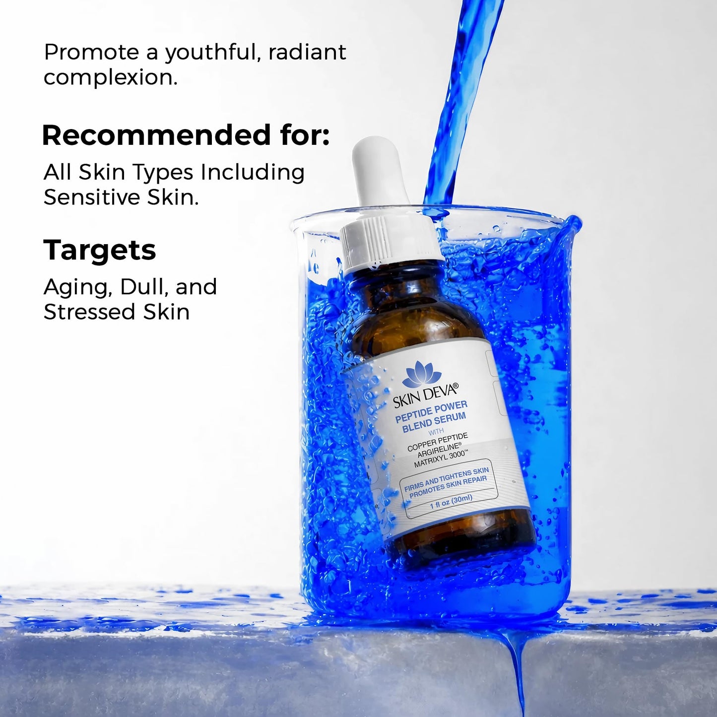 Skin Deva Copper Peptide Serum + Hyaluronic Acid Serum + Argireline and Matrixyl 3000 Lightweight Hydrating, Supports Smooth & Firm-Looking Skin, Supports Firm Youthful-Looking - Pack of 2