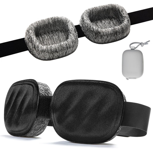 Fismool Eye Mask for Sleeping - 100% Blacking Sleep Mask for Men Women, Sleeping Mask with Adjustable Night Blindfold Flight, Travel, Nap, Black