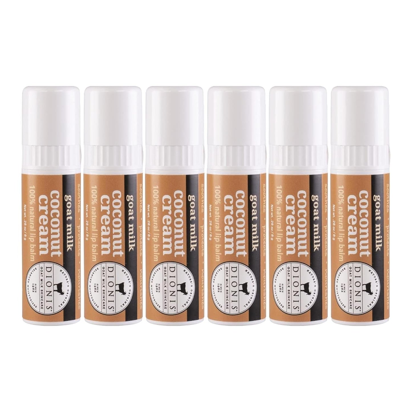 Dionis - Goat Milk Skincare Scented Lip Balm, Set of 6 (0.28 oz), Moisturize Dry and Chapped Lips, Cruelty-free and Paraben-free (Vanilla Bean)