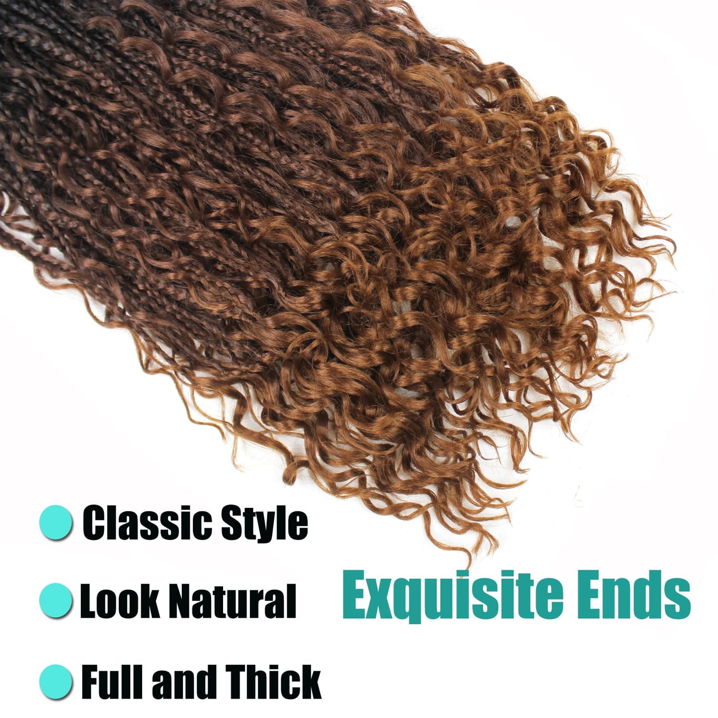 9 Pack Boho Box Braids Crochet Hair - 18 Inch Pre-looped Goddess Box Braids Crochet Hair Bohemian Crochet Boho Crochet Braids With Curly Ends Synthetic Crochet Hair For Women（18 Inch,1B/4/30)