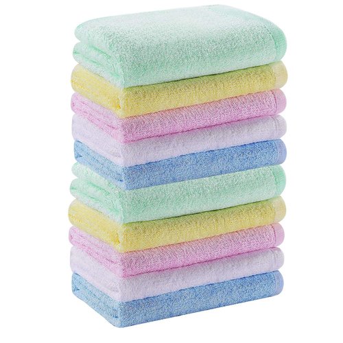 Multicolor Small Washcloths Set 10 Pack for Newborn Baby Bath Hand Towel and Face Cloths or Bathroom-Kitchen Multi-Purpose Soft-Comfortable Absorbent Fingertip Towels 10'' x 10'' (10 Pack Multi)