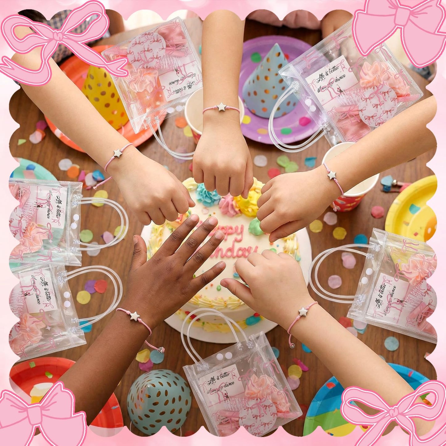 Ferrochef 12 Sets Pink Ballerina Party Favors Dance Back to School Gifts Bulk Dance Birthday Party Supplies with Scrunchies Hair Brush Card Compact Mirror Bracelet Bags Ballerina Team Gifts for Women