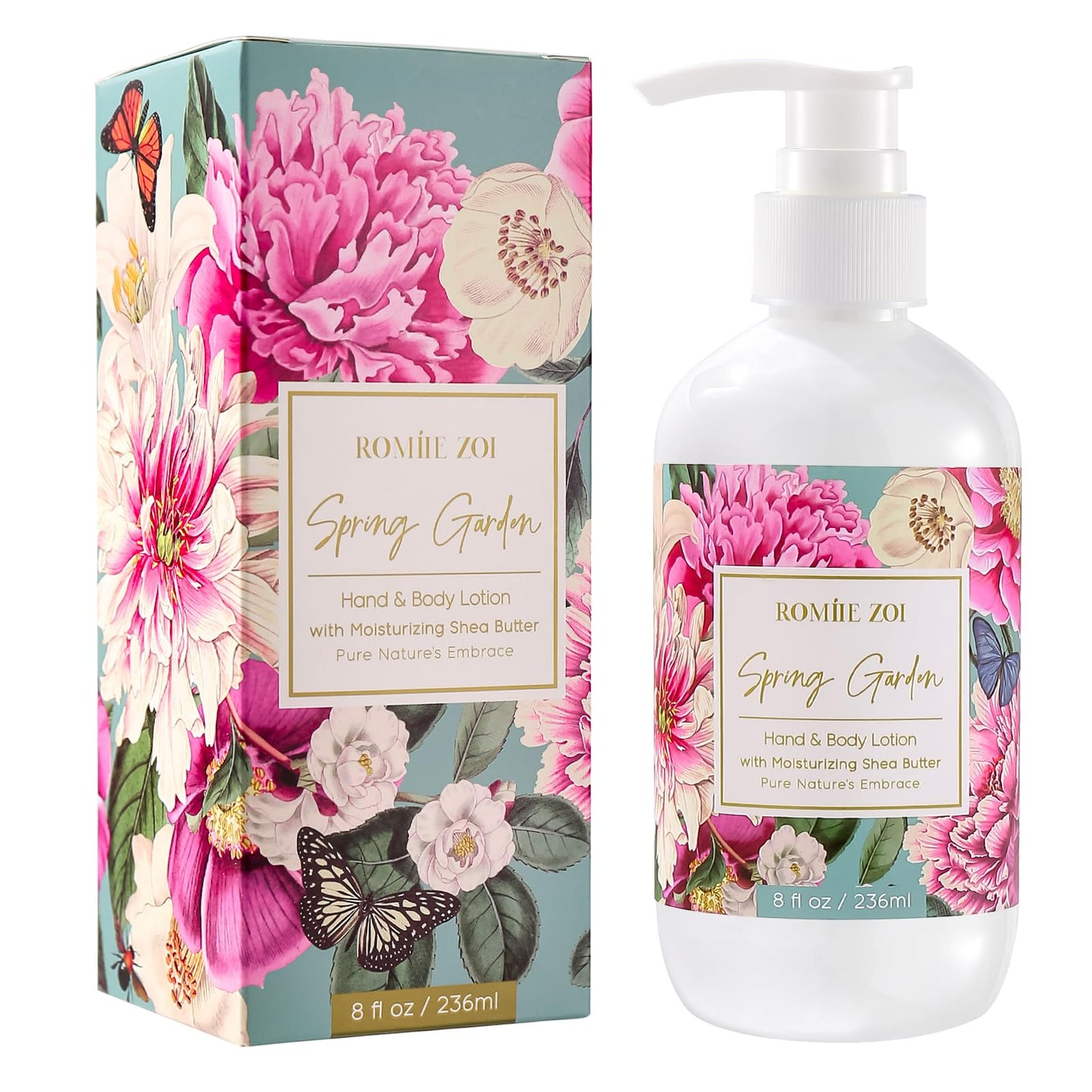 ROMIIE ZOI Daily Hand & Body Lotion with Moisturizing Shea Butter - Spring Garden with the Scent of Botanical Bliss - 236 ML / 8 FL OZ