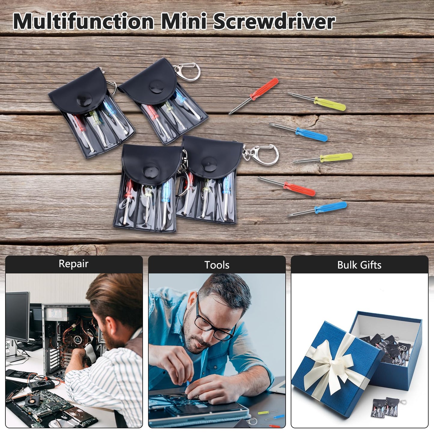 HOFASON Mini Screwdriver Keychain Set Bulk 20 Pcs, Small Bulk Gifts for Men Adults Teens, Stocking Stuffers, Party Favors Prizes for Adults Men, Mini Tools Gifts for Employee Coworkers