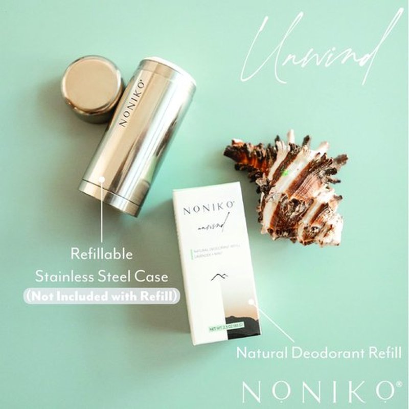 NONIKO - Natural Deodorant - UNWIND REFILL - Stainless Steel Refill - Aluminum Free, Paraben Free, Plastic Free - For Men & Women – Lavender and Mint