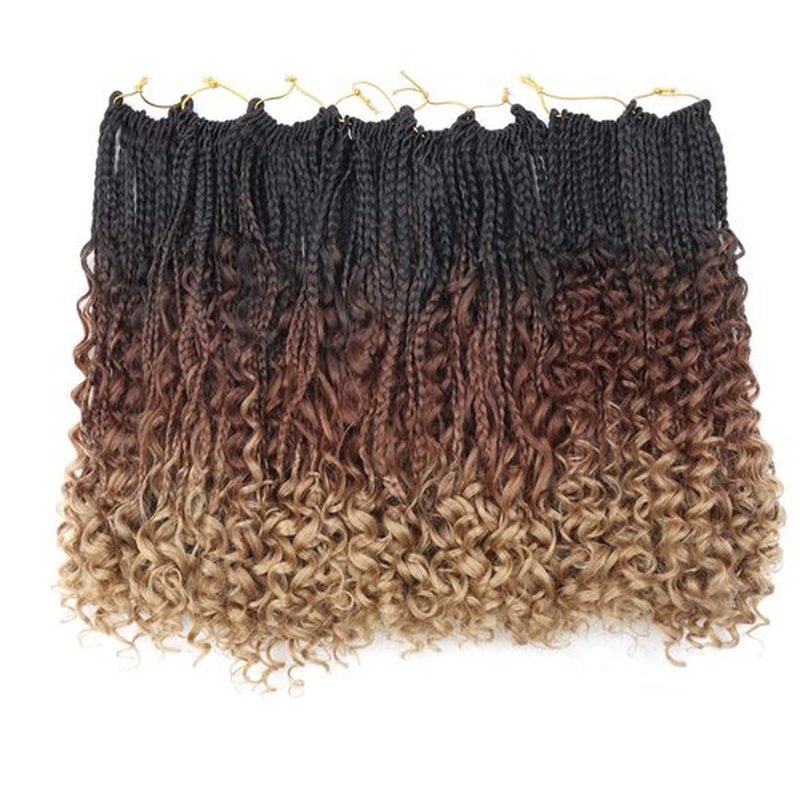 LMZIM 14 Inch Goddess Box Braids Crochet Hair Bohomian Crochet Box Braids Curly Ends 8 Pack 3X Crochet Braids Synthetic Braiding Hair Extension (14inch, 53#)