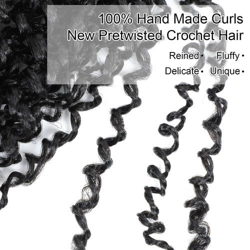 3 Packs Yankee Twist Crochet Braids Hair Passion Twist Pre Looped Curly Braiding Pretwisted Hair Extensions for Senegalese Black 8 Inch 1B#