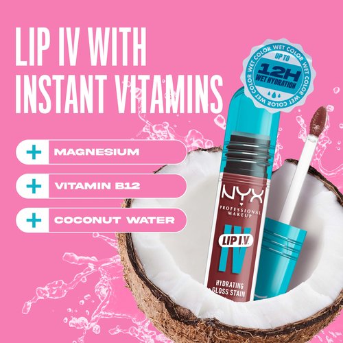 NYX PROFESSIONAL MAKEUP Lip IV Hydrating Gloss Serum, Lip Stain with 12HR Hydration - Blush Rush (Pink Lip Gloss)