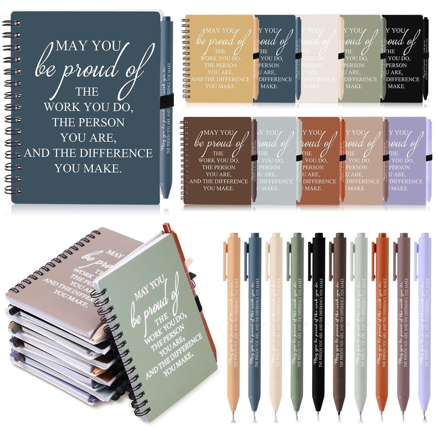 Honoson 50 Sets/100 Pcs 2026 Employee Appreciation Gifts Housekeeping Staff Gifts May You Be Proud The Work Notebook with Ballpoint Pen Thank You Notebooks for Team Coworker Volunteer (Vivid Color)