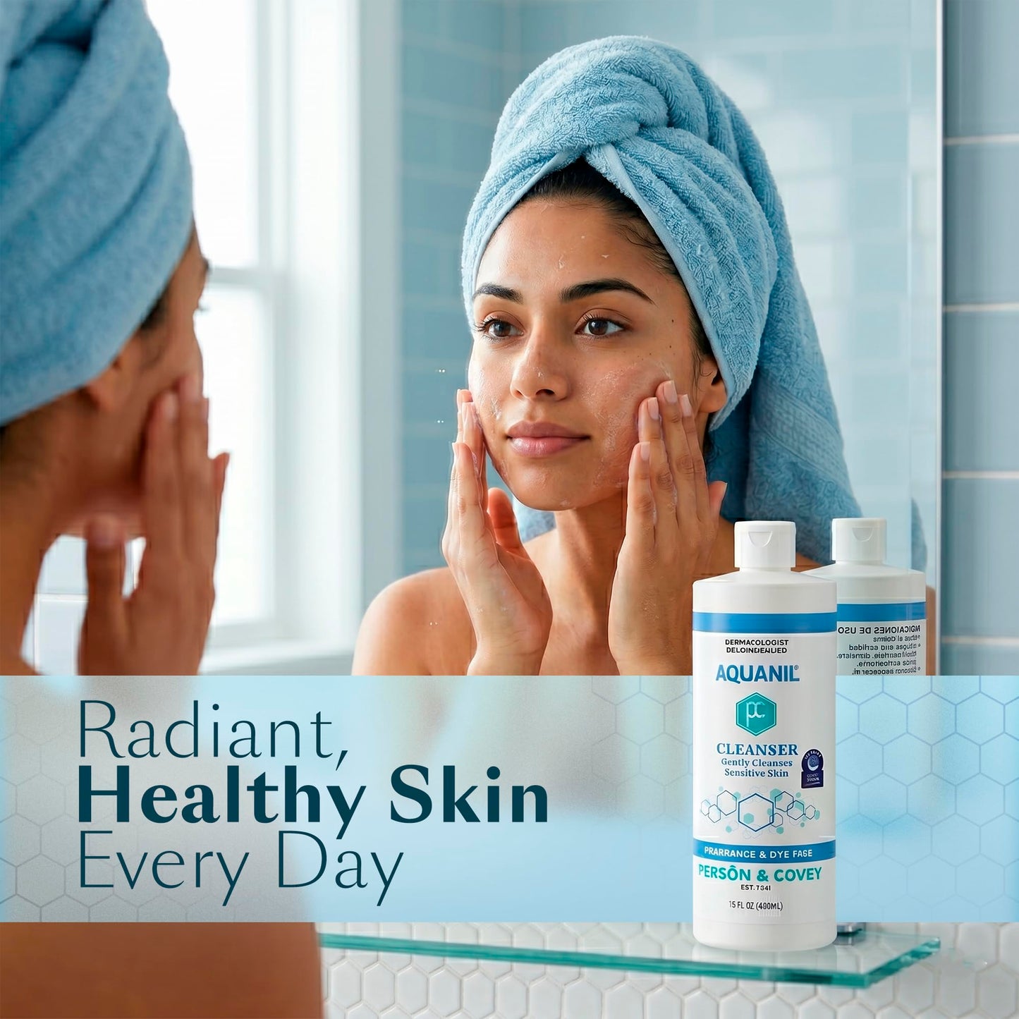 Person & Covey Aquanil Cleanser - Lipid-Free Sensitive Skin Cleanser, Non-Comedogenic Gentle Cleanser - Soap Free Cleanser with 7 Ingredients, Fragrance-Free Skin Care Cleanser - 3 Pack, 16 Fl. Oz.