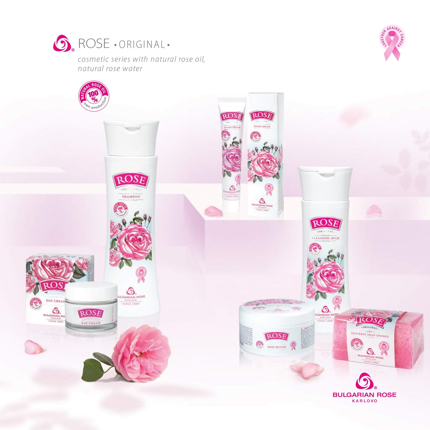 Bulgarian Rose Exfoliating Soap Sponge with Natural Rose Oil, Cleansing Soap Bar and a Gentle Exfoliating Sponge in One