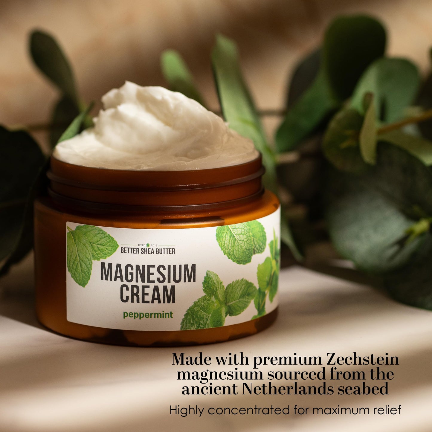 Better Shea Butter Magnesium Cream for Feet | Peppermint | Relieves Muscle Tension and Cramps | Night Lotion for Pregnancy, Kids and Babies | Organic and Natural Ingredients