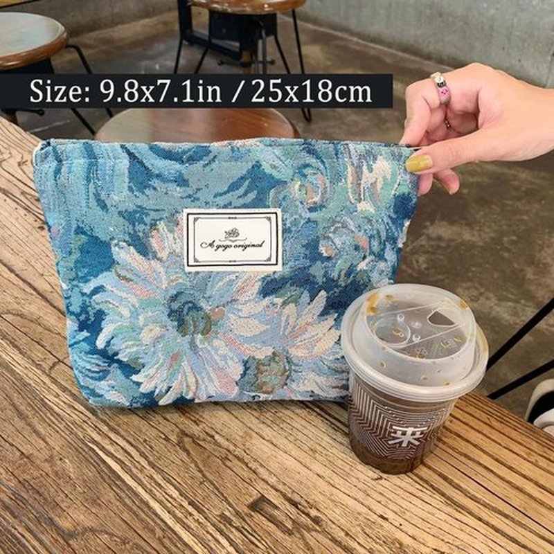 STARDW Floral Cosmetic Bags Makeup Bags for Women,Travel Makeup Bag Large Aesthetic Makeup Bag,Makeup Organizer Bag Zipper Pouch(Oil Painting Style)