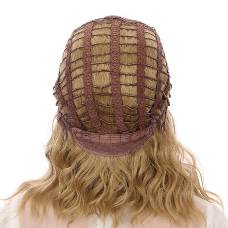 DUDUWIG Kids Strawberry Blonde Wig Short Wavy Blonde Wigs for Girls Child Blonde Side Part Wig Synthetic Hair Wigs Hairnet Include