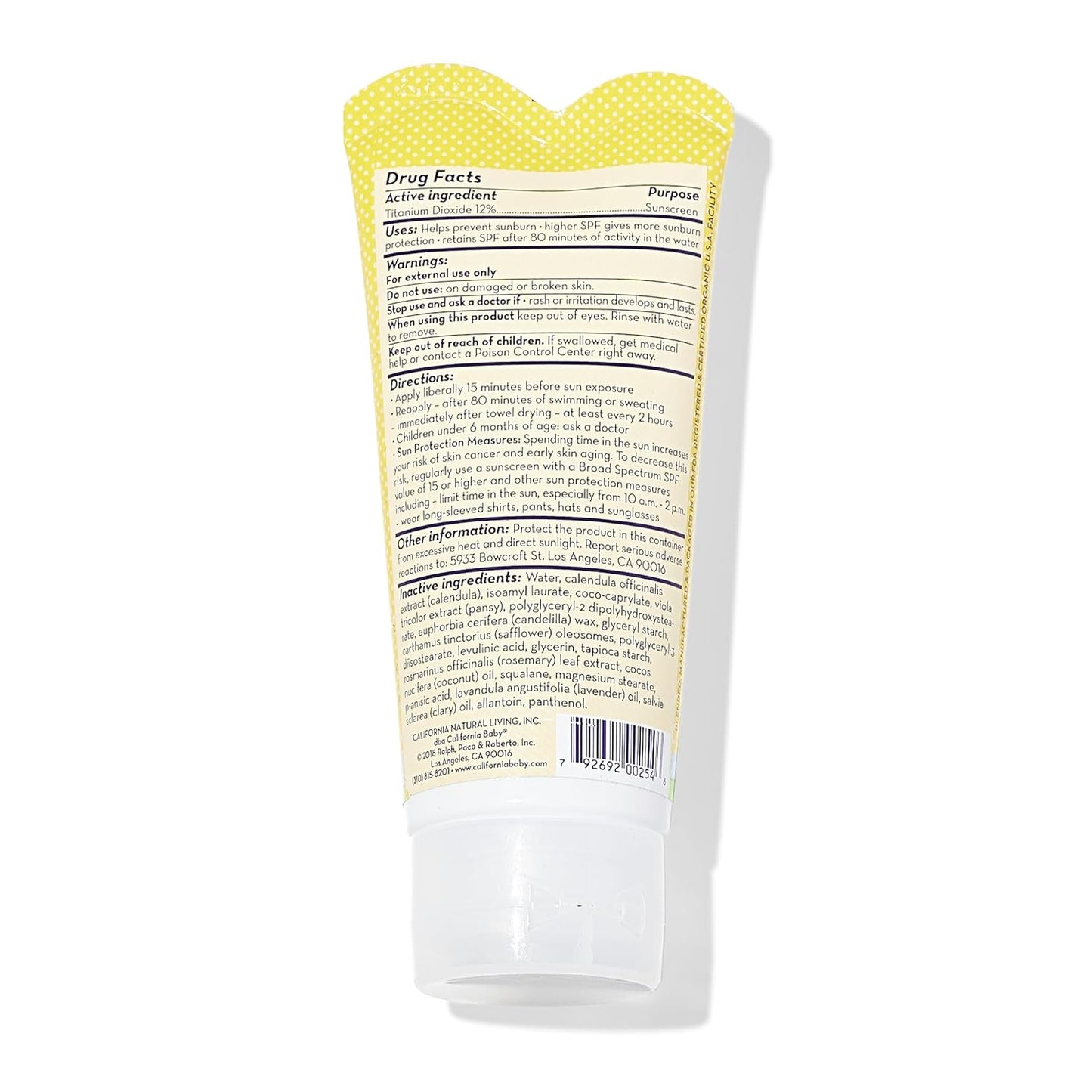 California Baby SPF 30+ Mineral Sunscreen for Babies | Travel Size 2.9oz | Lavender Scent