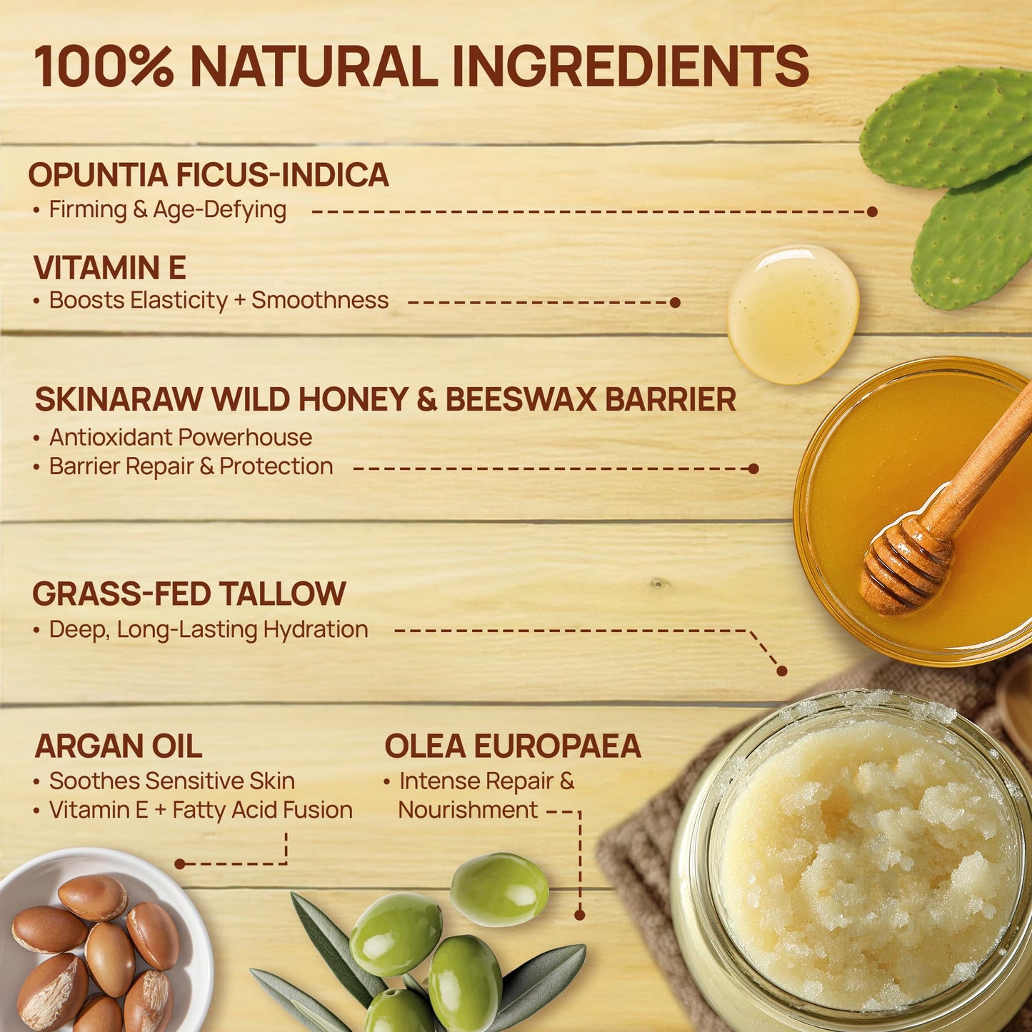 Elrisme Beef Tallow for Face: Grass-Fed Beef Tallow Honey Balm, Whipped Neptune Tallow Honey Balm with Raw Wild Honey, Facial Balm for Deep Hydration, 100% Active, Gentle for Sensitive Skin