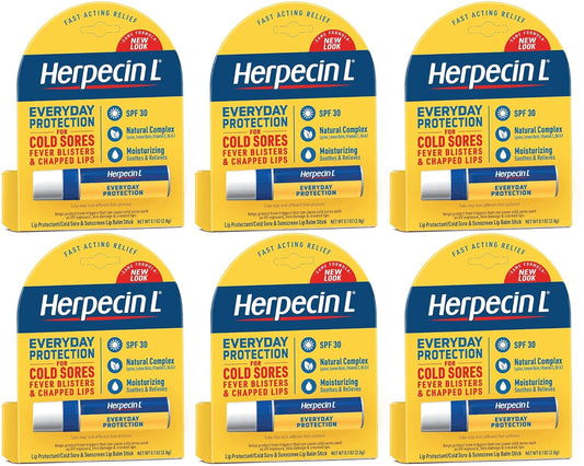 Herpecin-L Everyday Protection SPF 30 Lip Balm 0.1 Oz. - Pack of 6