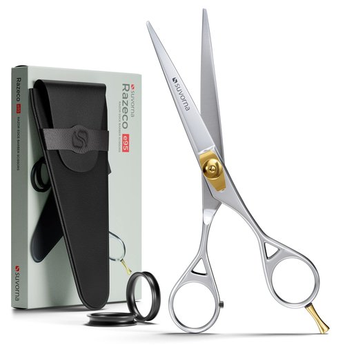 Suvorna 6" Hair shears for Hair Cutting professional, Hair trimming Scissors Women & men, hair cutting scissors professional, Barber shears professional, Hair Scissors Professional & Barber Scissors.