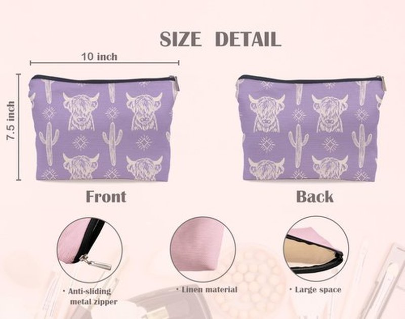 Lacosu Western Makeup Bag,Western Gifts For Women,Cow Makeup Bag,Cowgirl Stuff,Western Stuff For Women,Western Gifts,Cowgirl Gifts(COW D)