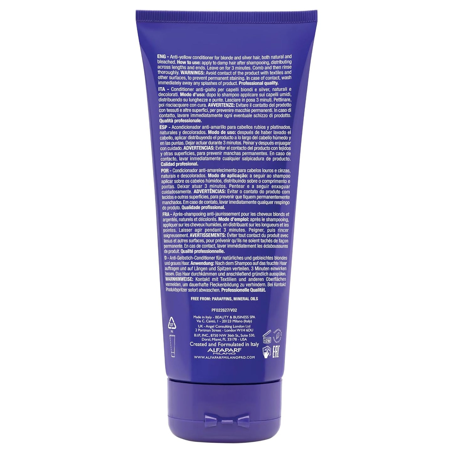 Alfaparf Milano Semi di Lino Blonde Purple Conditioner - Anti-Yellow Treatment for Blonde & Silver Hair, 6.76oz