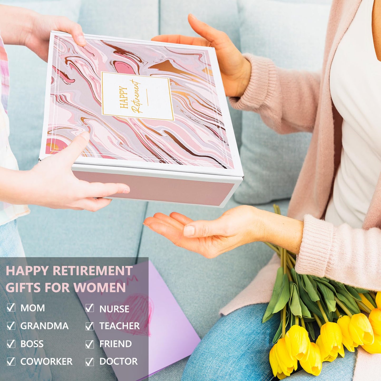 LUDUEIKSW Retirement Gifts for Women, Retirement Gift Basket for Coworker Teacher Nurses Boss Friends Mom Grandma Retirees, Retired Gifts with 20 oz Tumbler Throw Blanket Candles Bookmark