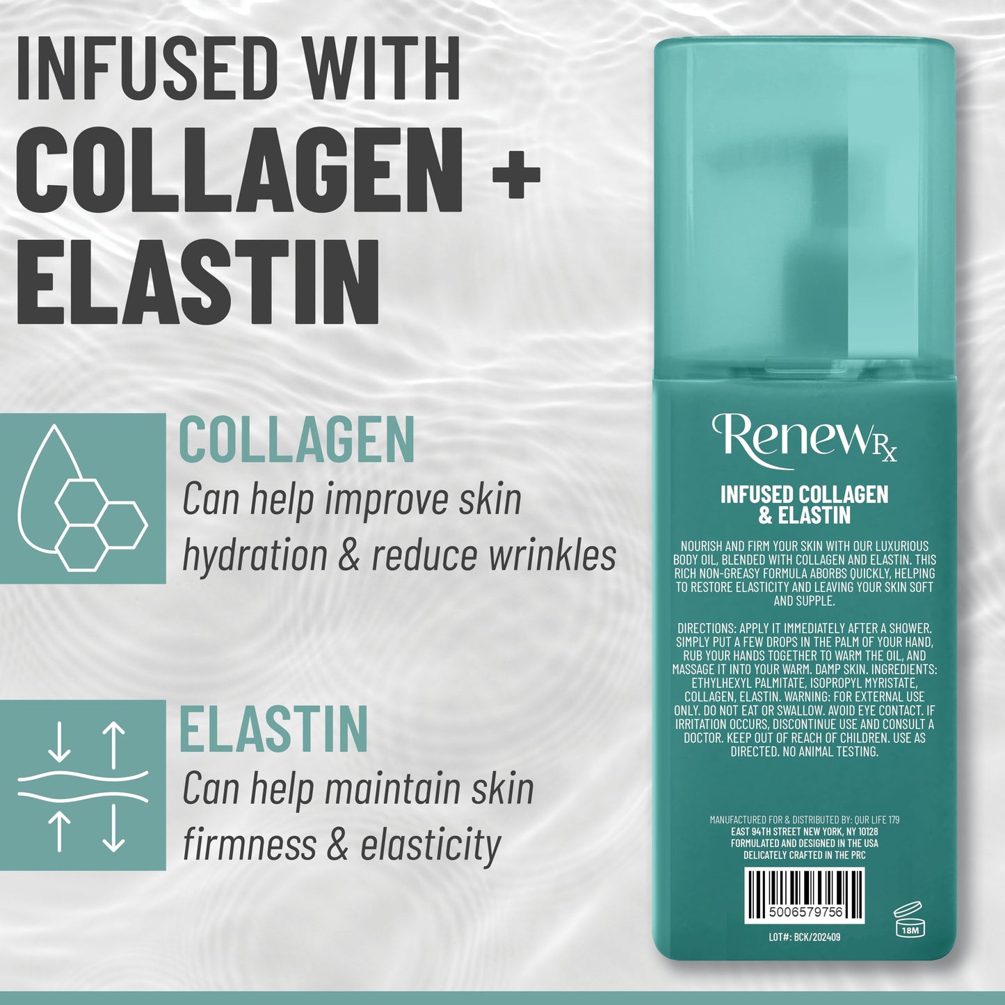 RENEW RX Collagen + Elastin Restorative Skin Strengthening Oil, 10 fl oz