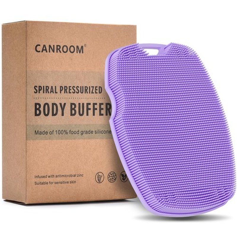 Zinc Infused - Silicone Body Scrubber,Exfoliating Body Scrubber for Sensitive Skin, Sustainable Shower Scrubber for Body, Body Scrubber for Shower and Body Care Routine - Purple