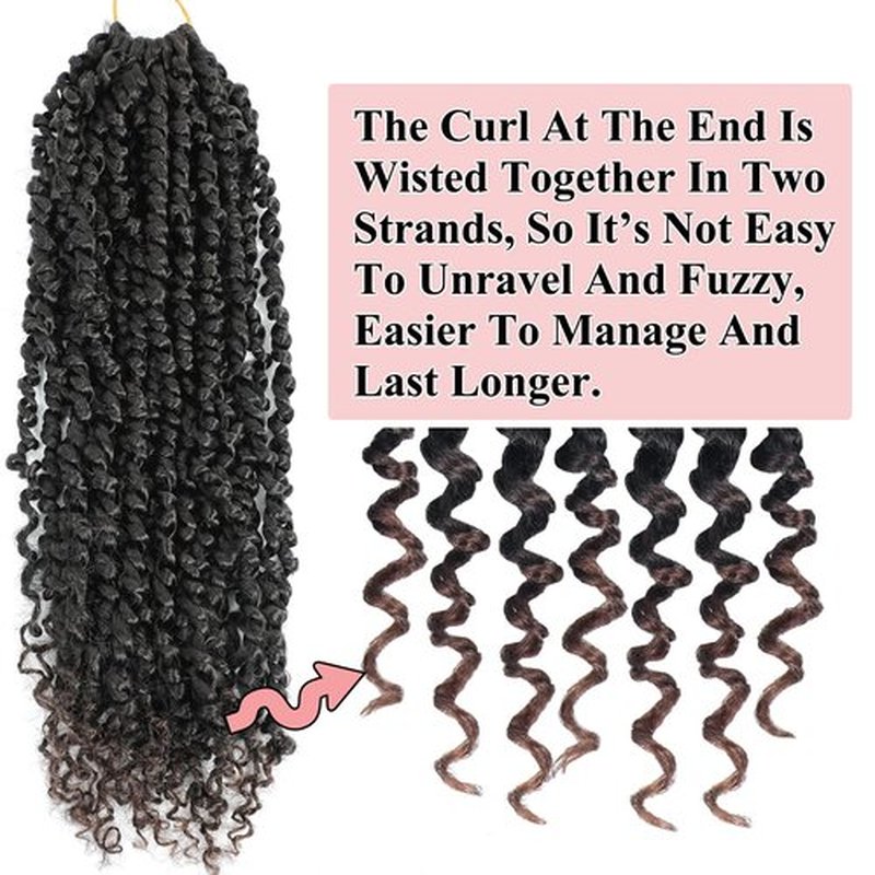 Alrence Passion Twist Crochet Hair 8 Packs Pre twisted Passion Twist Hair For Women Soft Bohe Pre-looped Crochet Braids (14 Inch (Pack of 8), 1B/33)